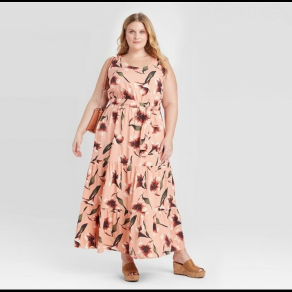 Ava and Viv pink floral dress 1X